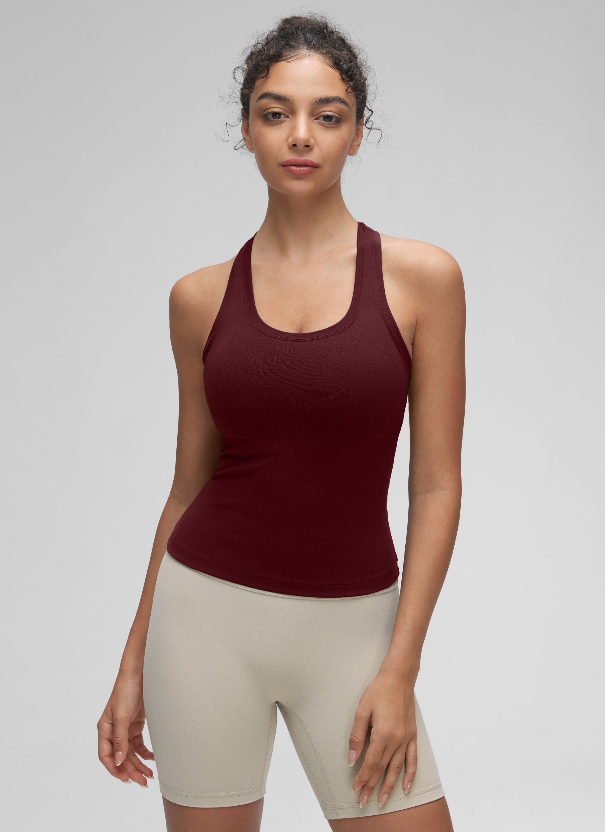 CRZ YOGA Butterluxe Camiseta sin Mangas con Espalda Cruzada para Mujer Merlot Rojo