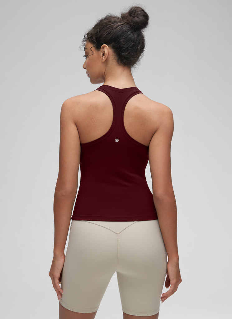 CRZ YOGA Butterluxe Camiseta sin Mangas con Espalda Cruzada para Mujer Merlot Rojo