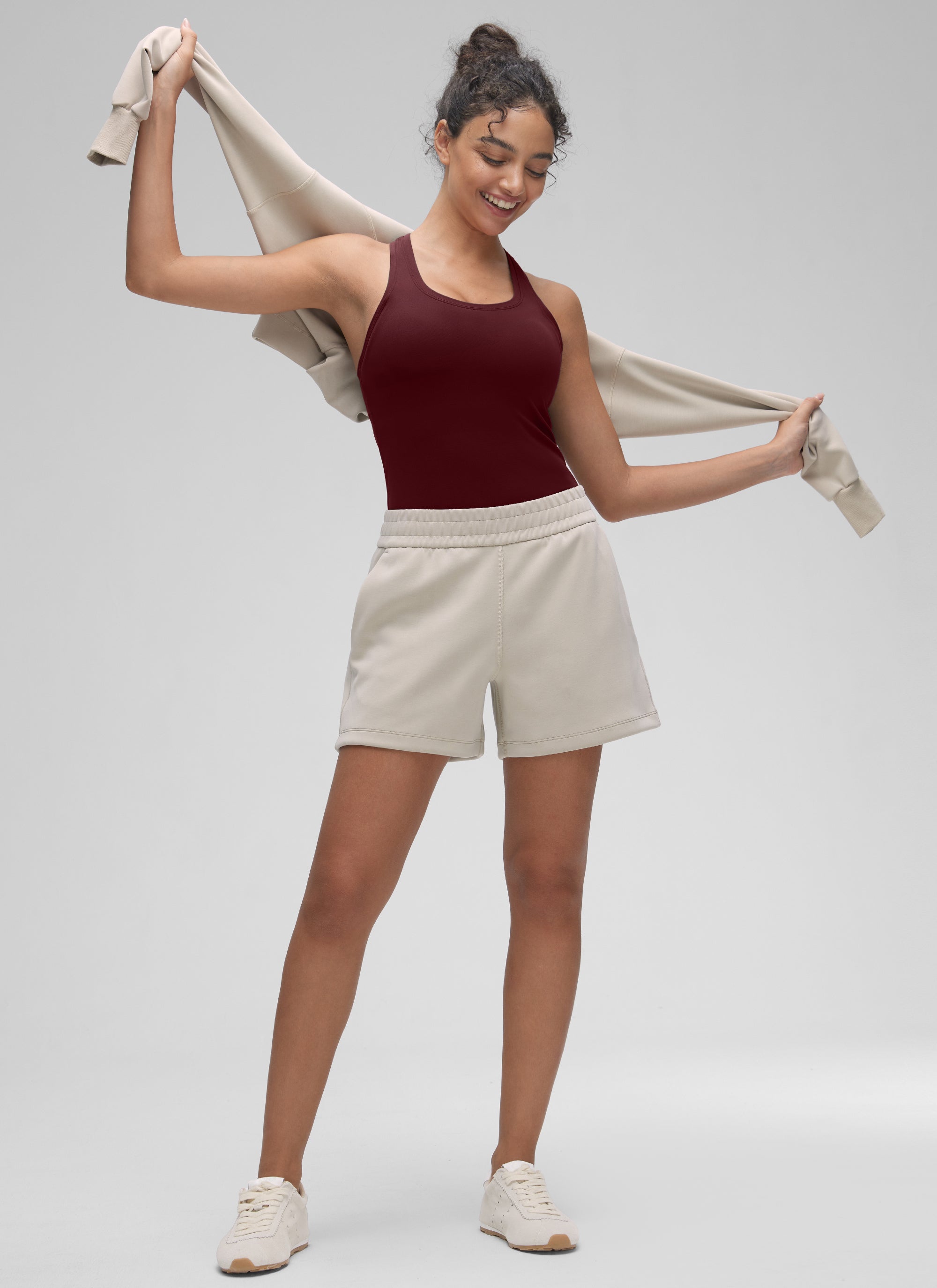 CRZ YOGA Butterluxe Camiseta sin Mangas con Espalda Cruzada para Mujer Merlot Rojo