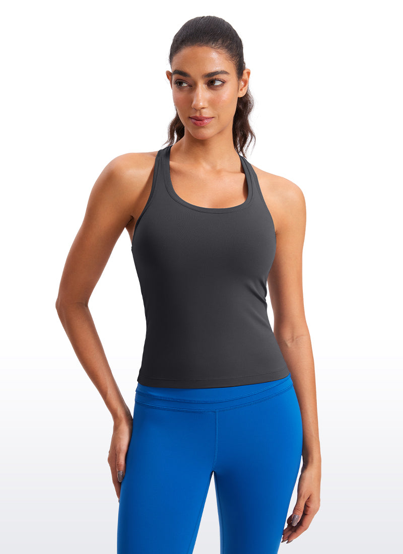 CRZ YOGA Butterluxe Camiseta sin Mangas con Espalda Cruzada para Mujer Gris misterioso