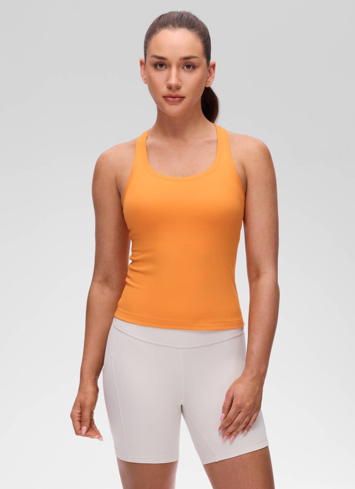 CRZ YOGA Butterluxe Camiseta sin Mangas con Espalda Cruzada para Mujer Naranja Tigre