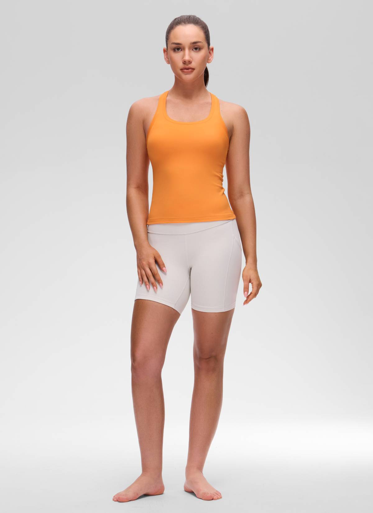 CRZ YOGA Butterluxe Camiseta sin Mangas con Espalda Cruzada para Mujer Naranja Tigre