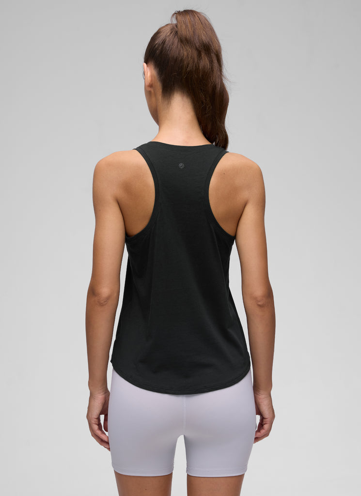 CRZ YOGA Tank Largo de Algodón Pima y Cadera Racerback para Mujer gris violeta
