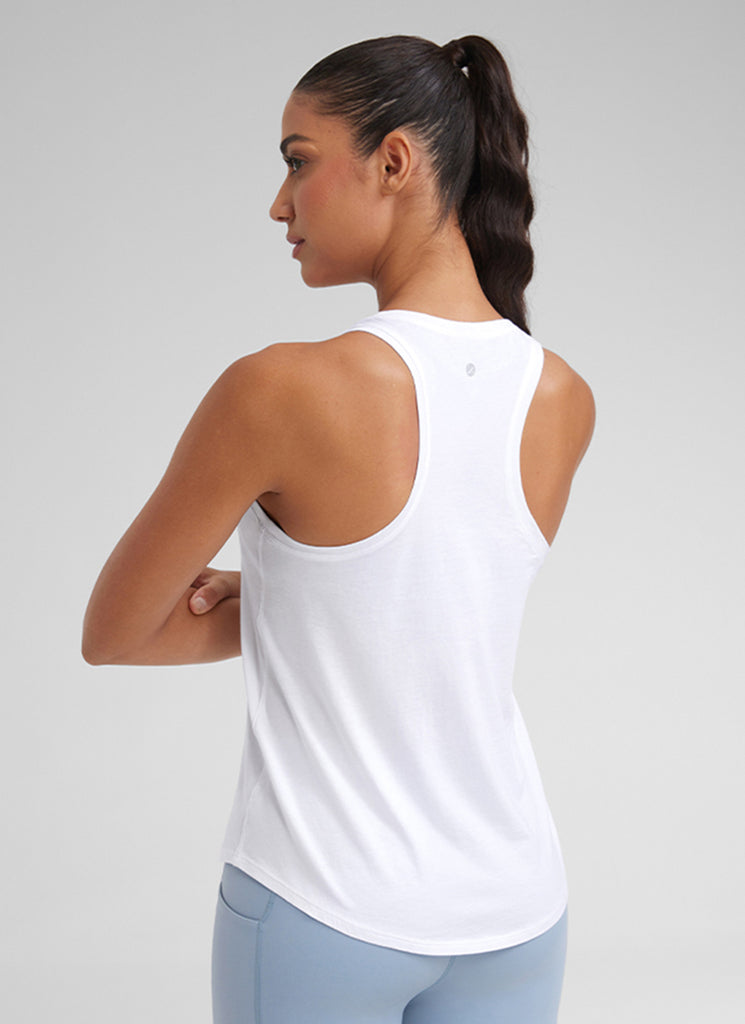 CRZ YOGA Tank Largo de Algodón Pima y Cadera Racerback para Mujer Negro