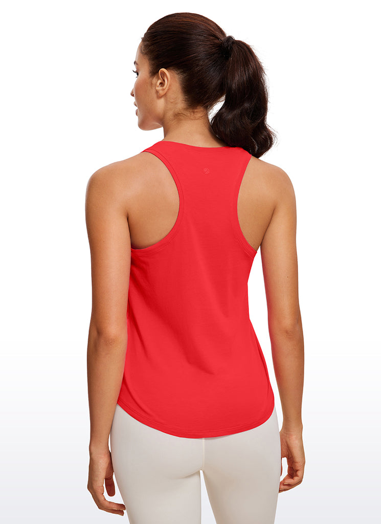 CRZ YOGA Tank Largo de Algodón Pima y Cadera Racerback para Mujer Gris jade