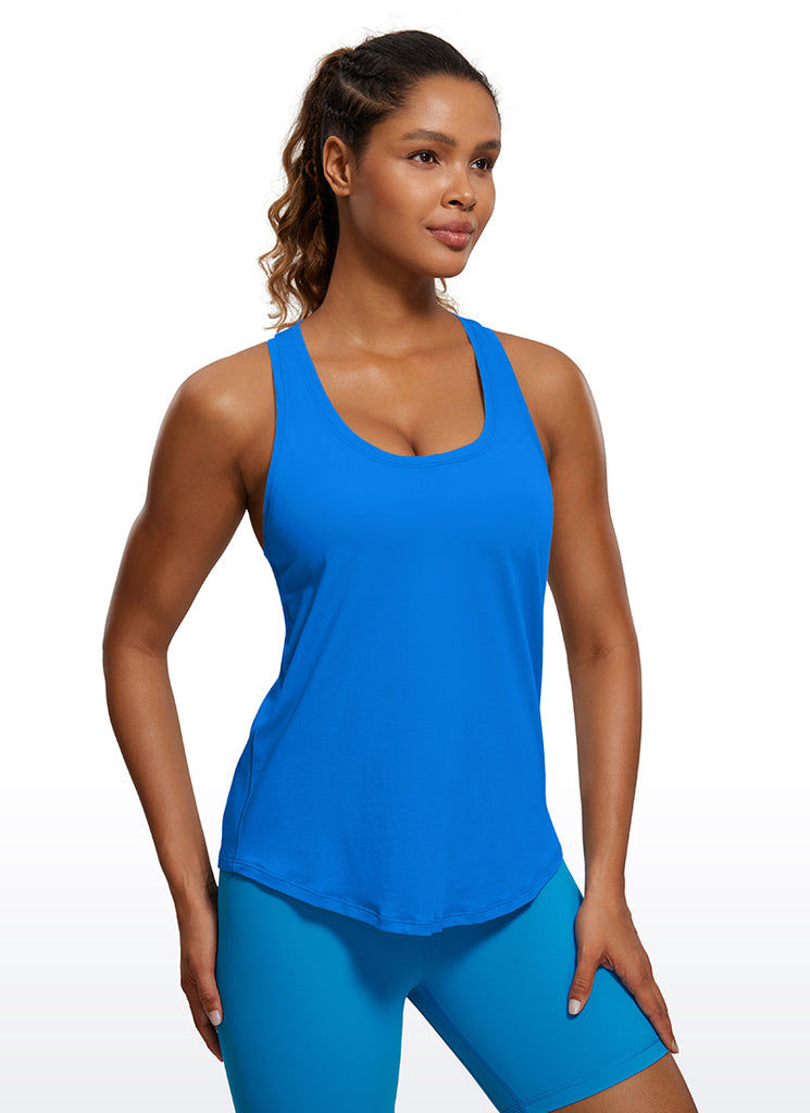 CRZ YOGA Tank Largo de Algodón Pima y Cadera Racerback para Mujer Gris jade