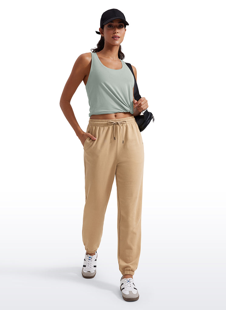 CRZ YOGA Tank Largo de Algodón Pima y Cadera Racerback para Mujer blanco