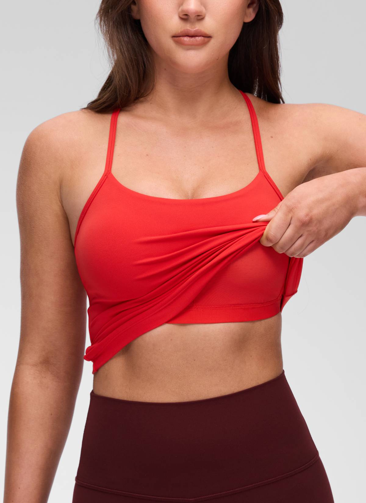 CRZ YOGA Sujetador incorporado con espalda en Y Butterluxe para mujer Rojo Profundo