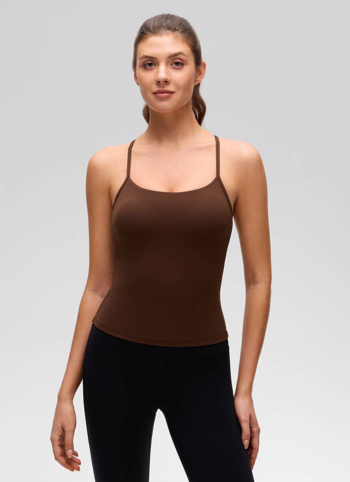 CRZ YOGA Sujetador incorporado con espalda en Y Butterluxe para mujer Marrón Lava