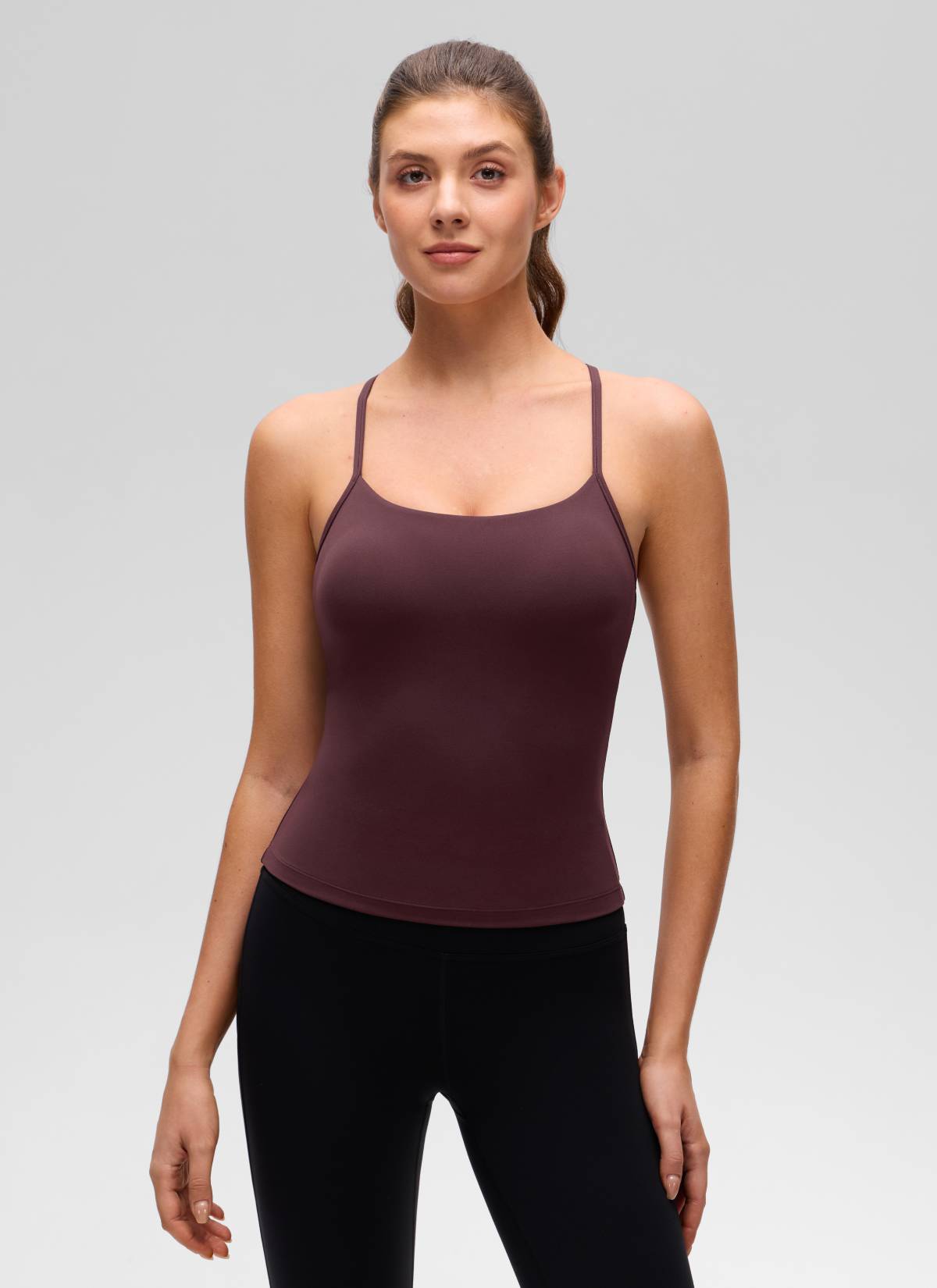 CRZ YOGA Sujetador incorporado con espalda en Y Butterluxe para mujer Ciruela madura