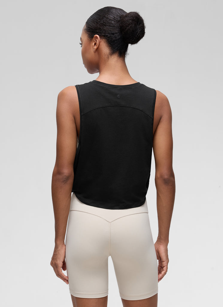 CRZ YOGA Tank Corto de Algodón Pima Sisa Profunda para Mujer Verde grafito