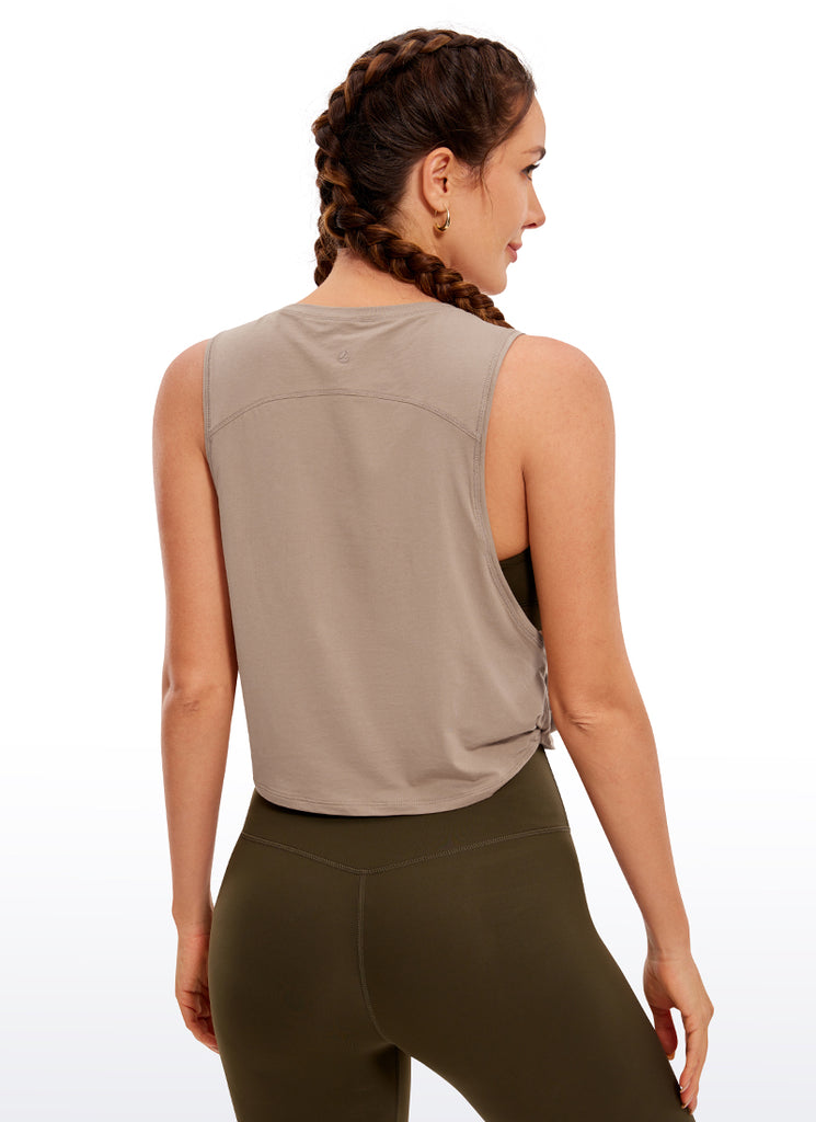 CRZ YOGA Tank Corto de Algodón Pima Sisa Profunda para Mujer Gris jade