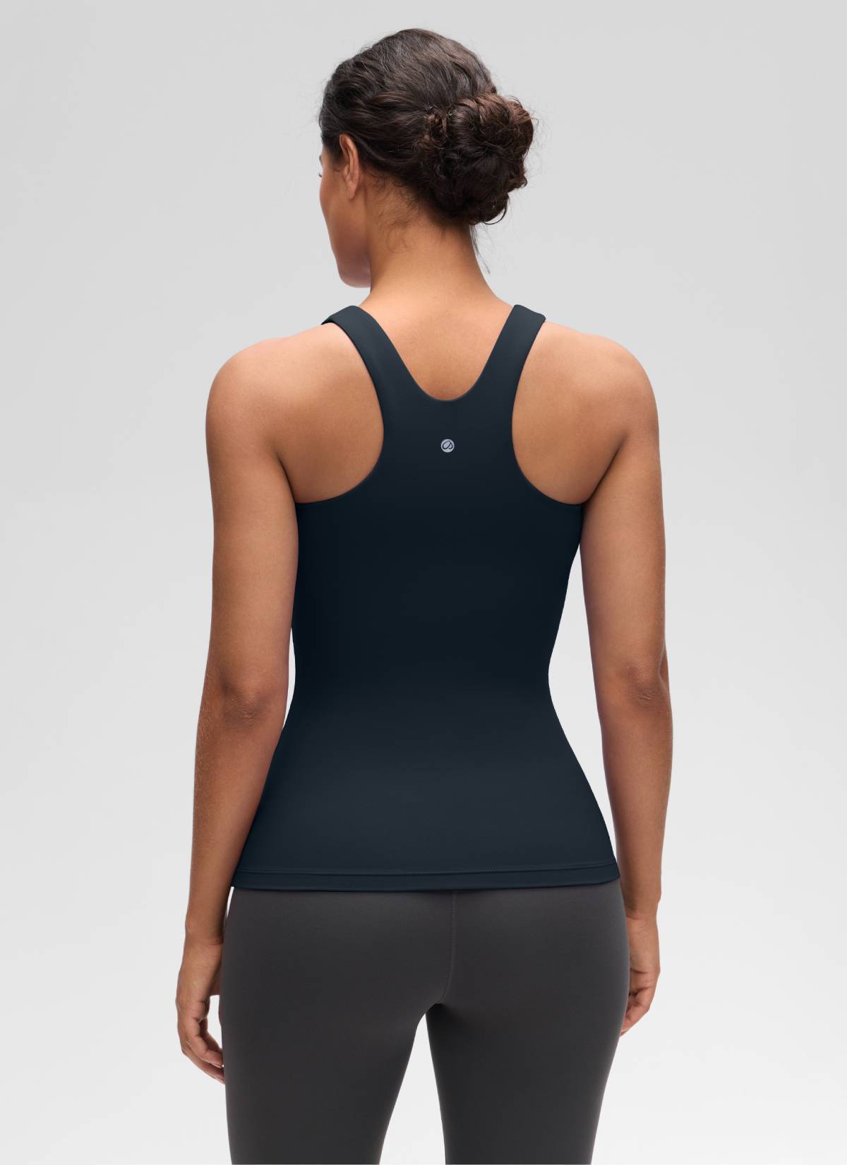 CRZ YOGA Mujer Tanque Butterluxe con Sujetador Incorporado y Cuello Alto True Navy