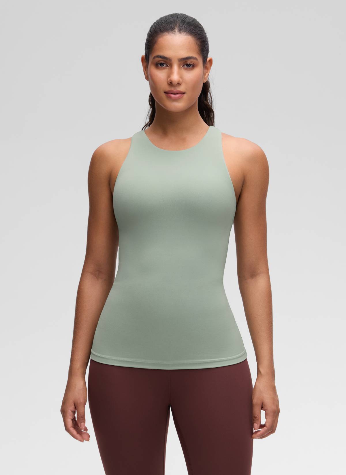 CRZ YOGA Mujer Tanque Butterluxe con Sujetador Incorporado y Cuello Alto Tribunal de Green Palm