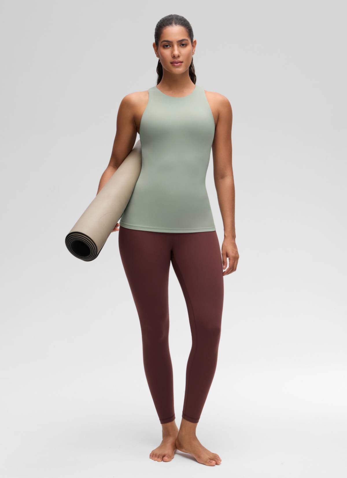 CRZ YOGA Mujer Tanque Butterluxe con Sujetador Incorporado y Cuello Alto Tribunal de Green Palm