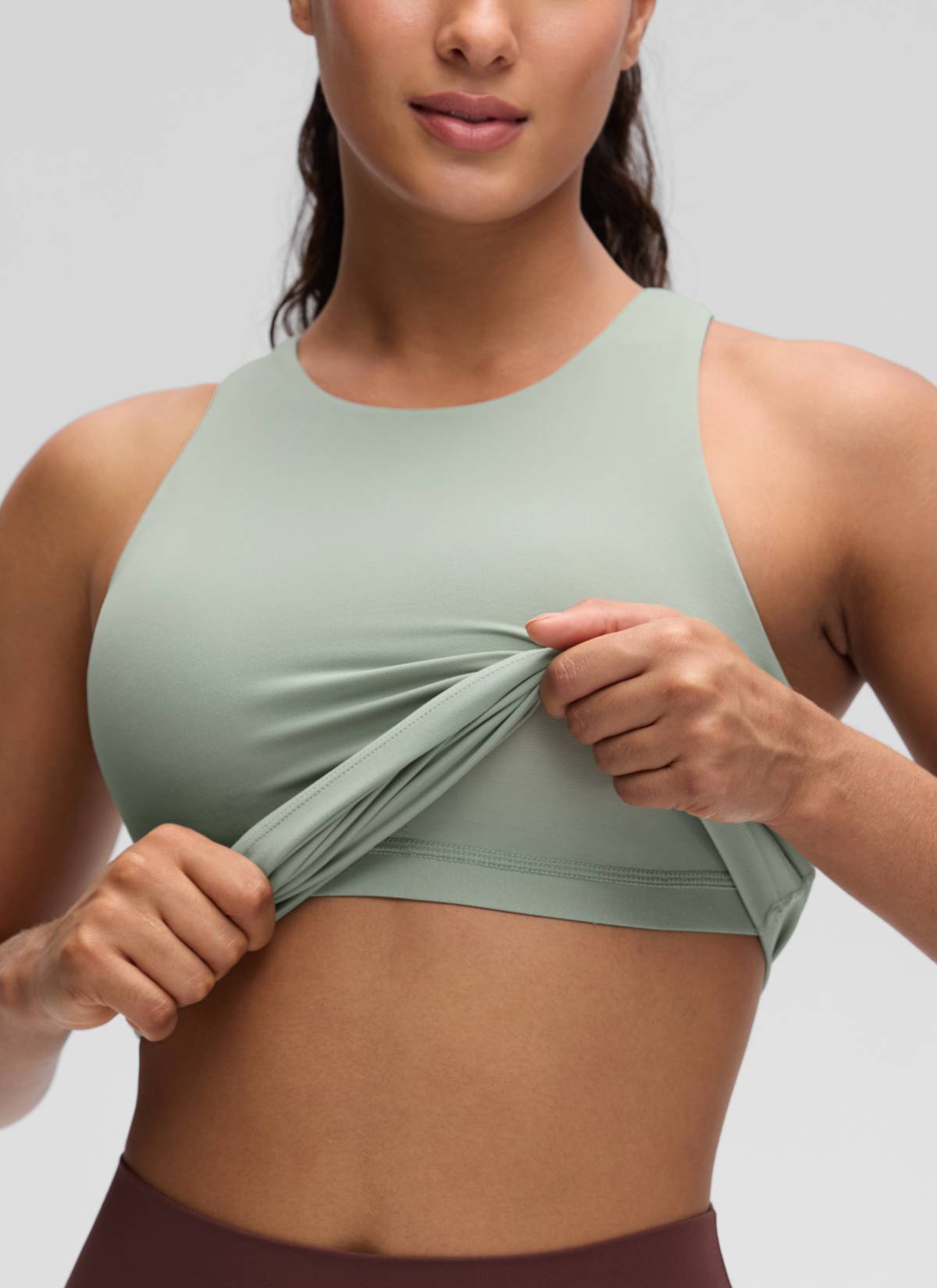 CRZ YOGA Mujer Tanque Butterluxe con Sujetador Incorporado y Cuello Alto Tribunal de Green Palm