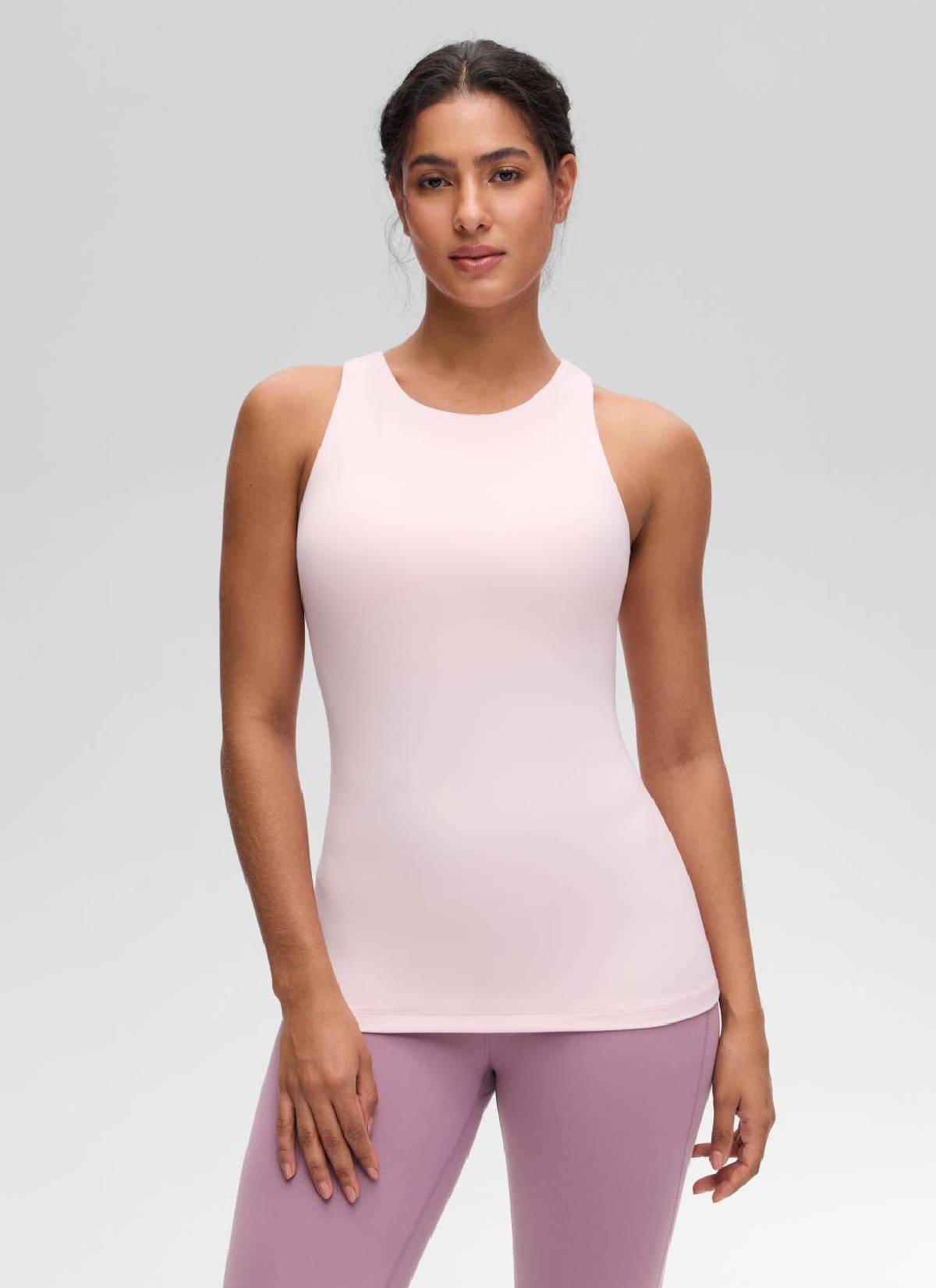 CRZ YOGA Mujer Tanque Butterluxe con Sujetador Incorporado y Cuello Alto Rosa Fresa