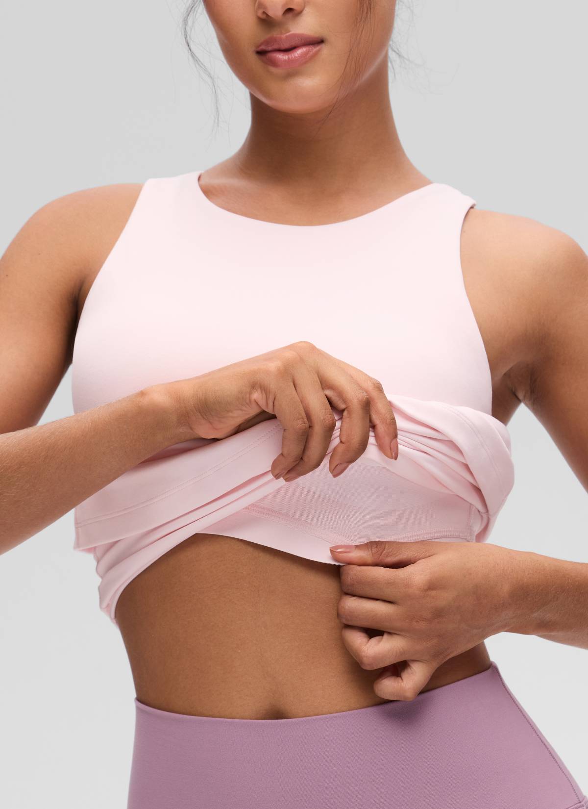 CRZ YOGA Mujer Tanque Butterluxe con Sujetador Incorporado y Cuello Alto Rosa Fresa