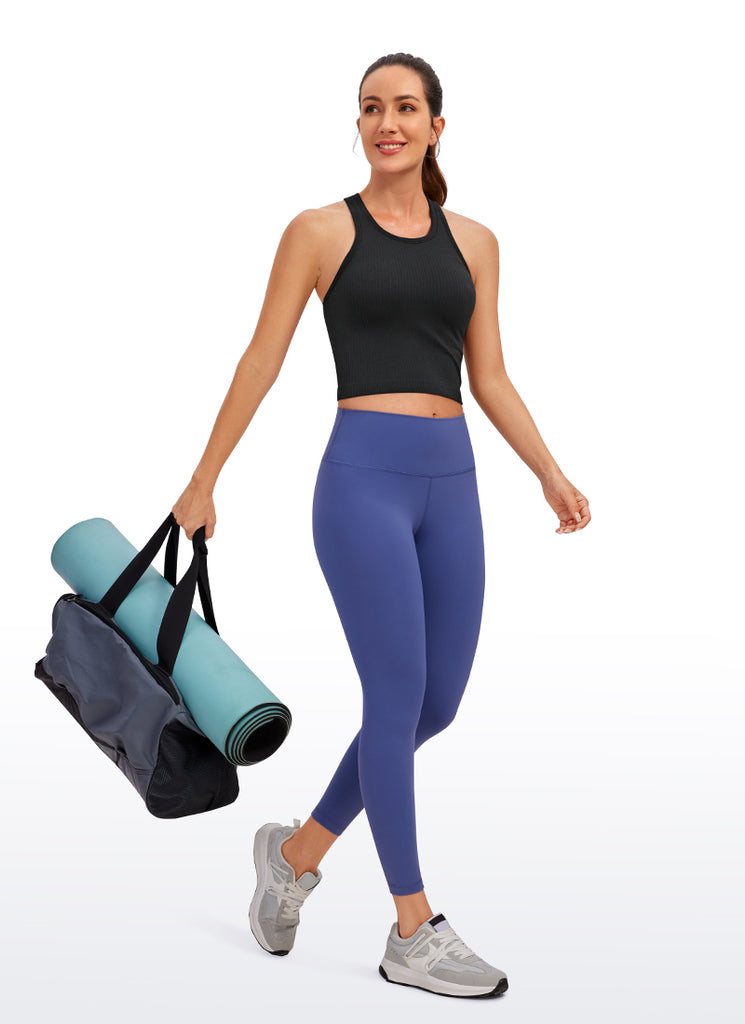 CRZ YOGA Camiseta de Yoga sin Costuras con Cuello Alto para Mujer Negro