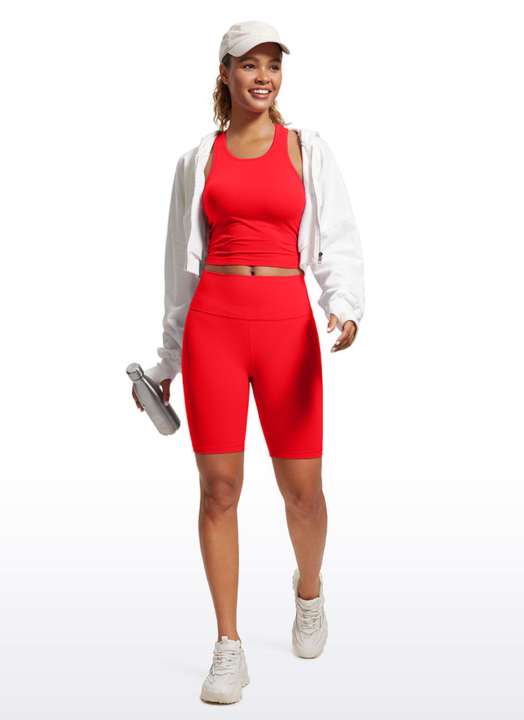 CRZ YOGA Camiseta de Yoga sin Costuras con Cuello Alto para Mujer Rojo Profundo