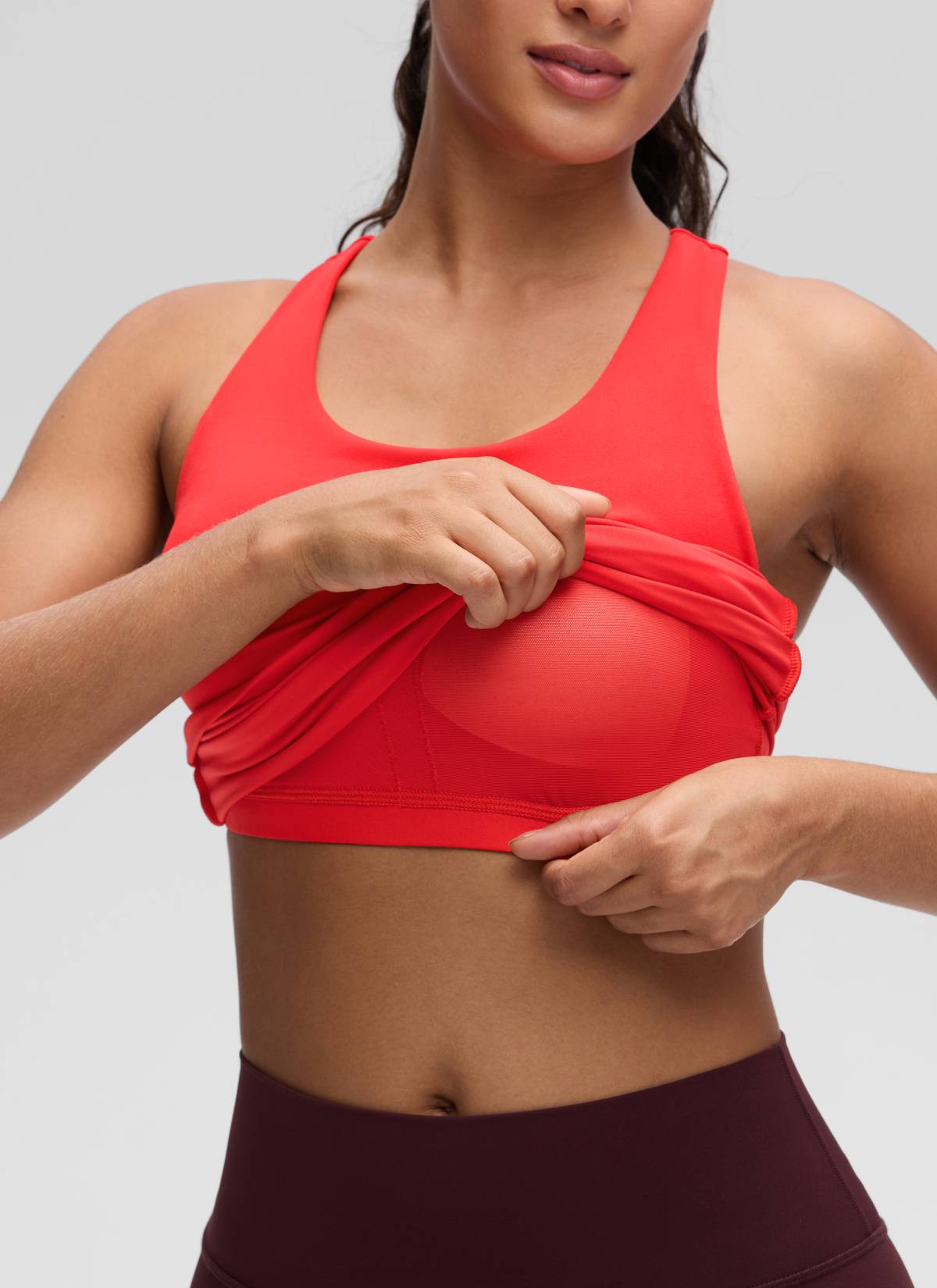 CRZ YOGA Butterluxe Camiseta de Tirantes de Yoga para Mujer Rojo Profundo