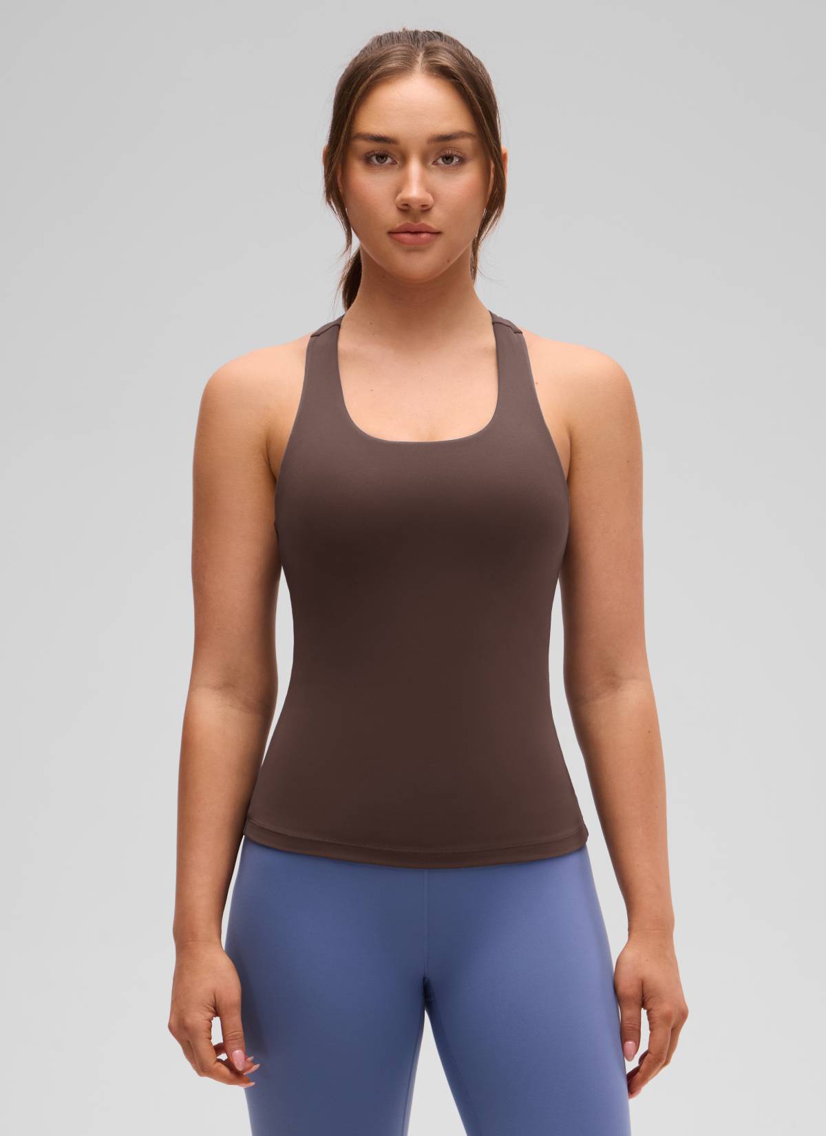CRZ YOGA Butterluxe Camiseta de Tirantes de Yoga para Mujer Marrón Fudge Caliente