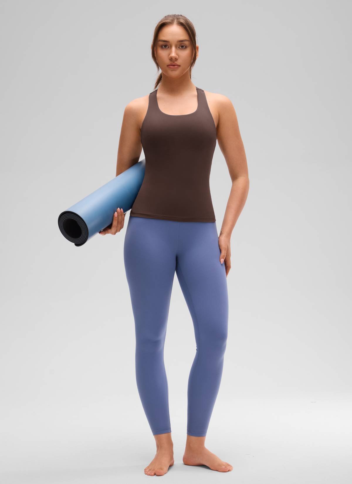 CRZ YOGA Butterluxe Camiseta de Tirantes de Yoga para Mujer Marrón Fudge Caliente