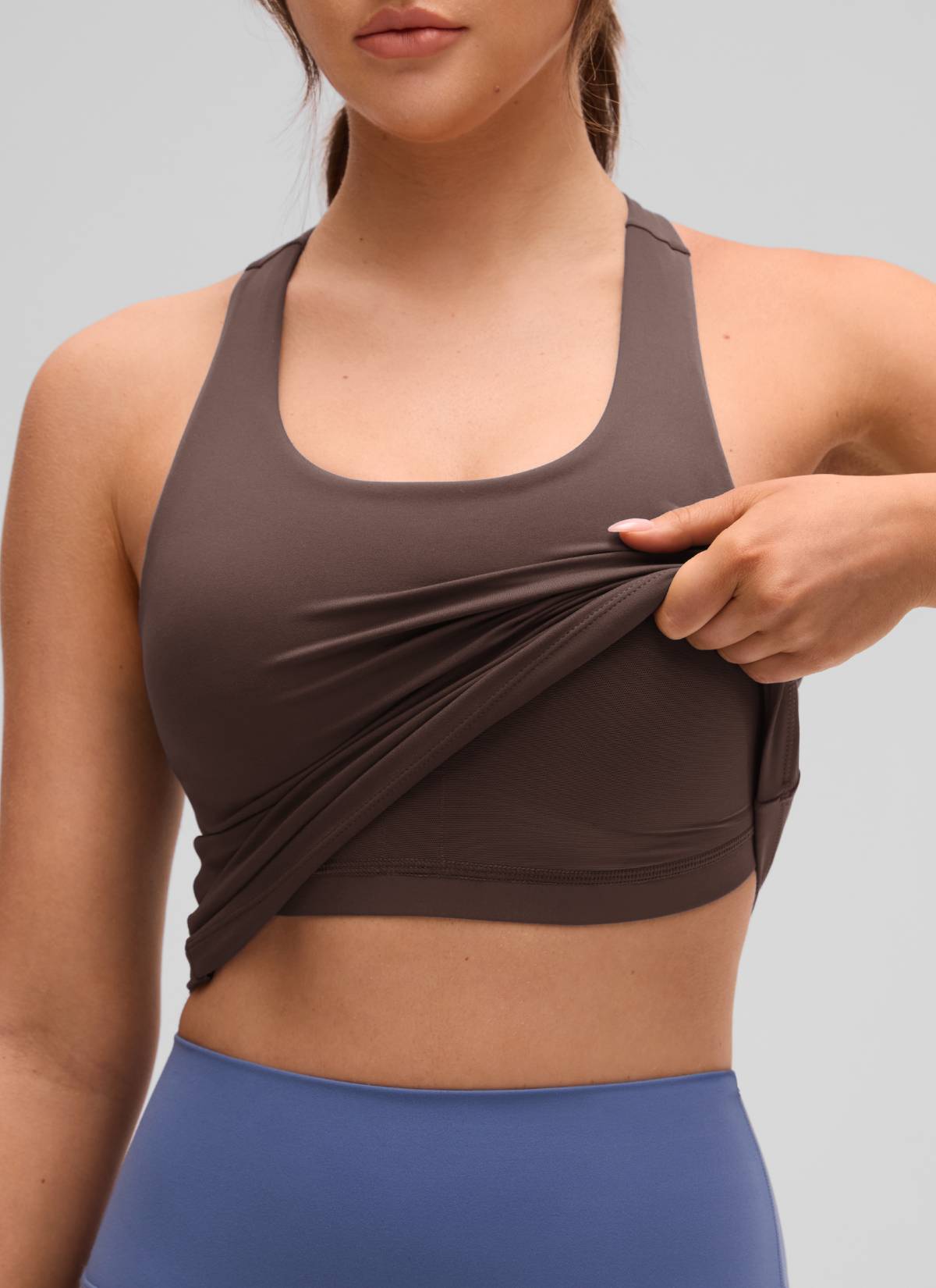 CRZ YOGA Butterluxe Camiseta de Tirantes de Yoga para Mujer Marrón Fudge Caliente