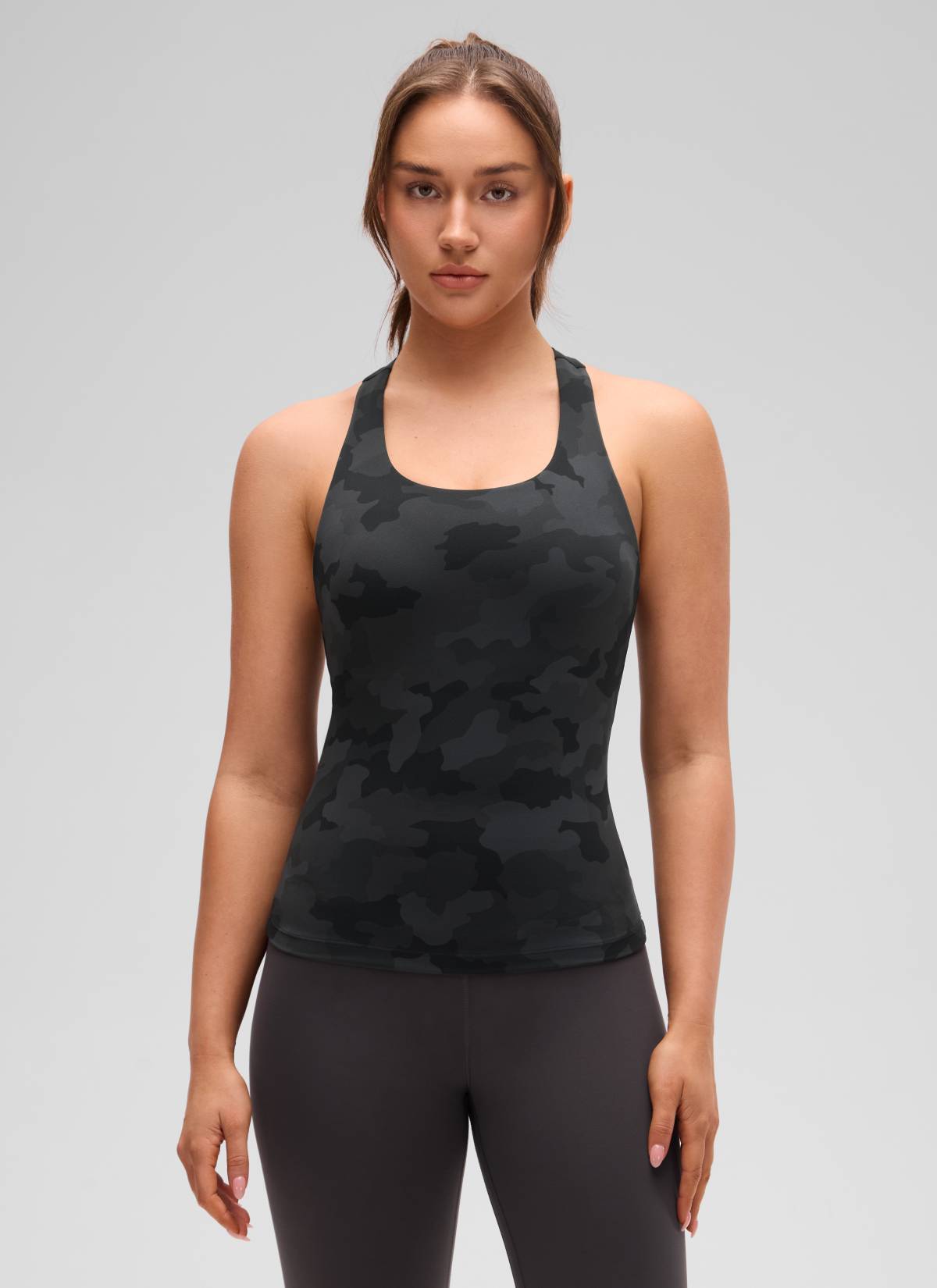 CRZ YOGA Butterluxe Camiseta de Tirantes de Yoga para Mujer Gris oscuro Camuflaje 2