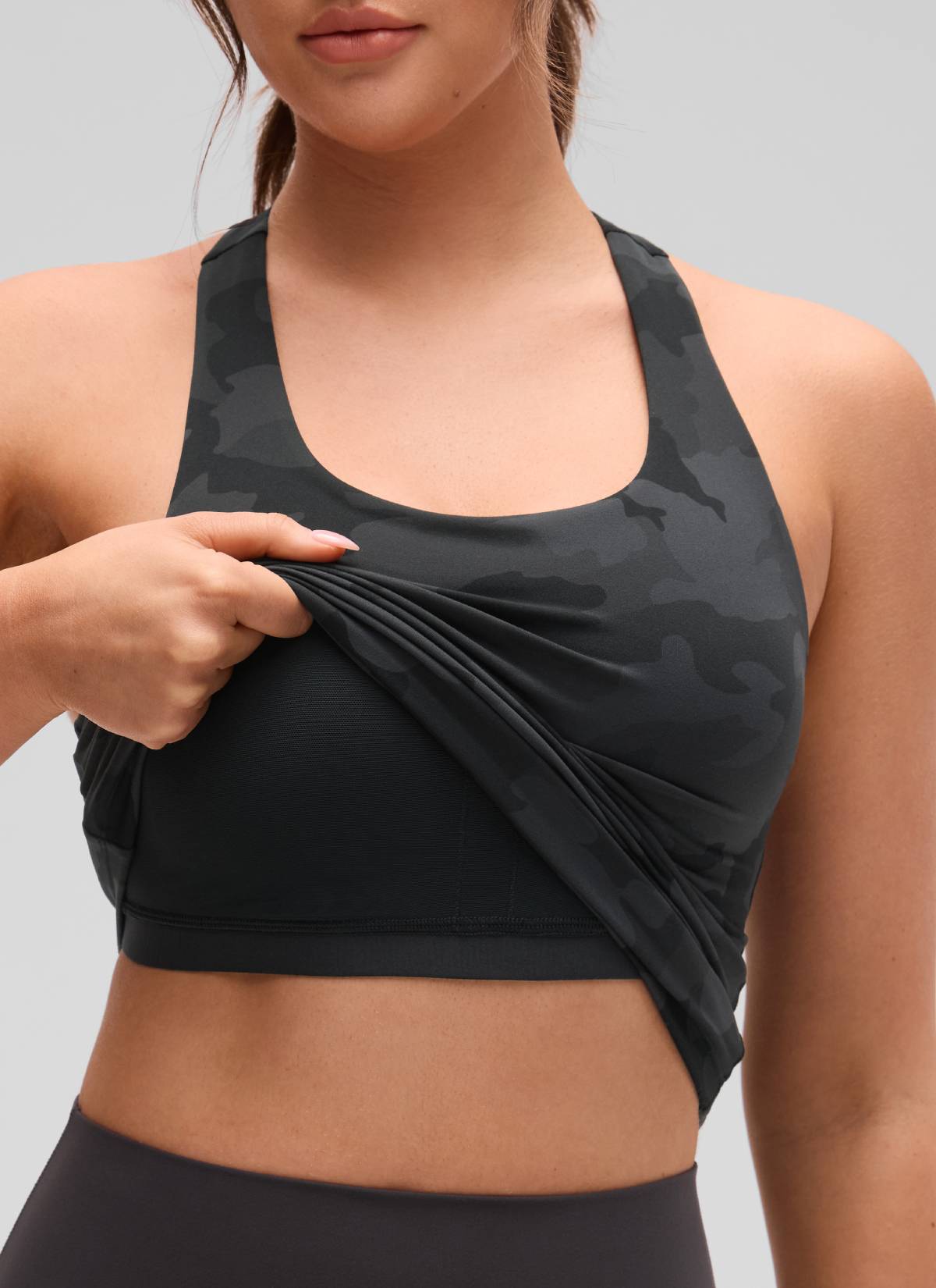 CRZ YOGA Butterluxe Camiseta de Tirantes de Yoga para Mujer Gris oscuro Camuflaje 2