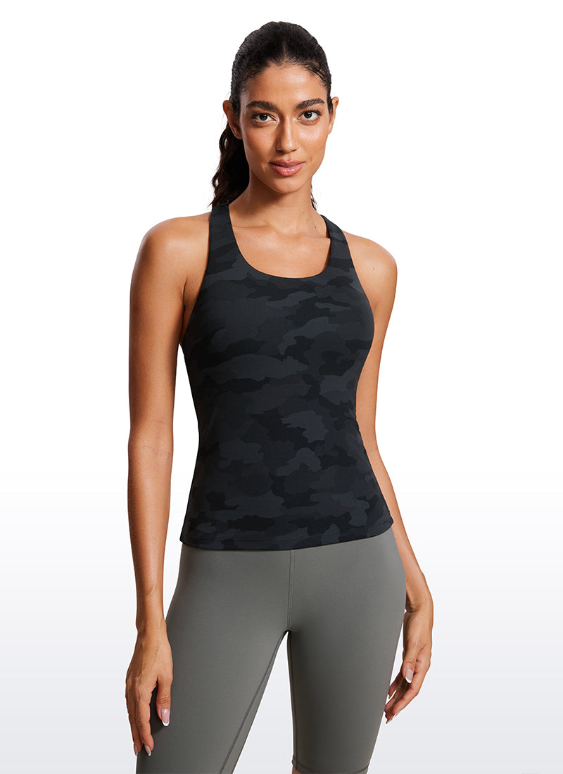 CRZ YOGA Butterluxe Camiseta de Tirantes de Yoga para Mujer Gris oscuro Camuflaje 2