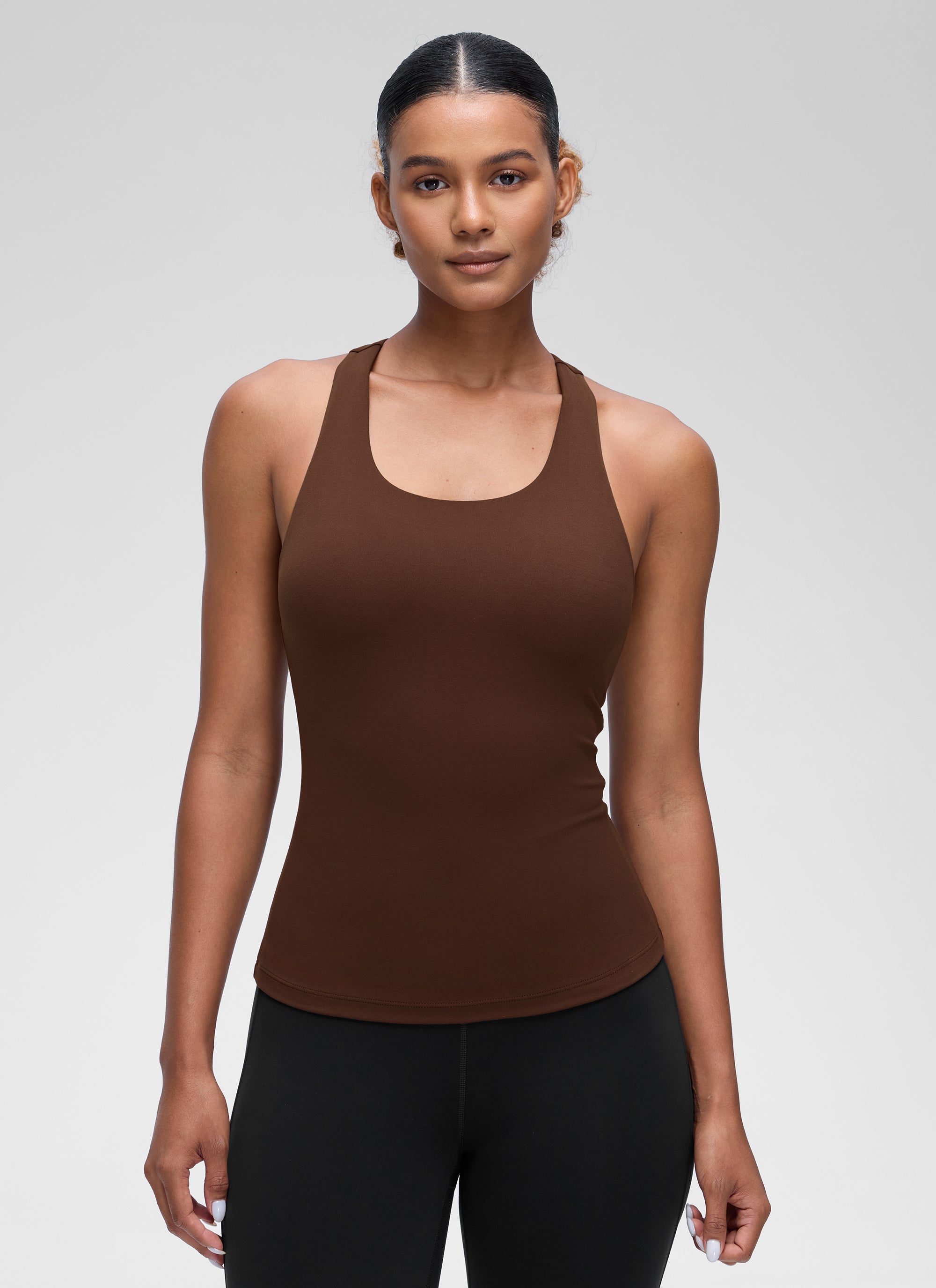 CRZ YOGA Butterluxe Camiseta de Tirantes de Yoga para Mujer Marrón Lava