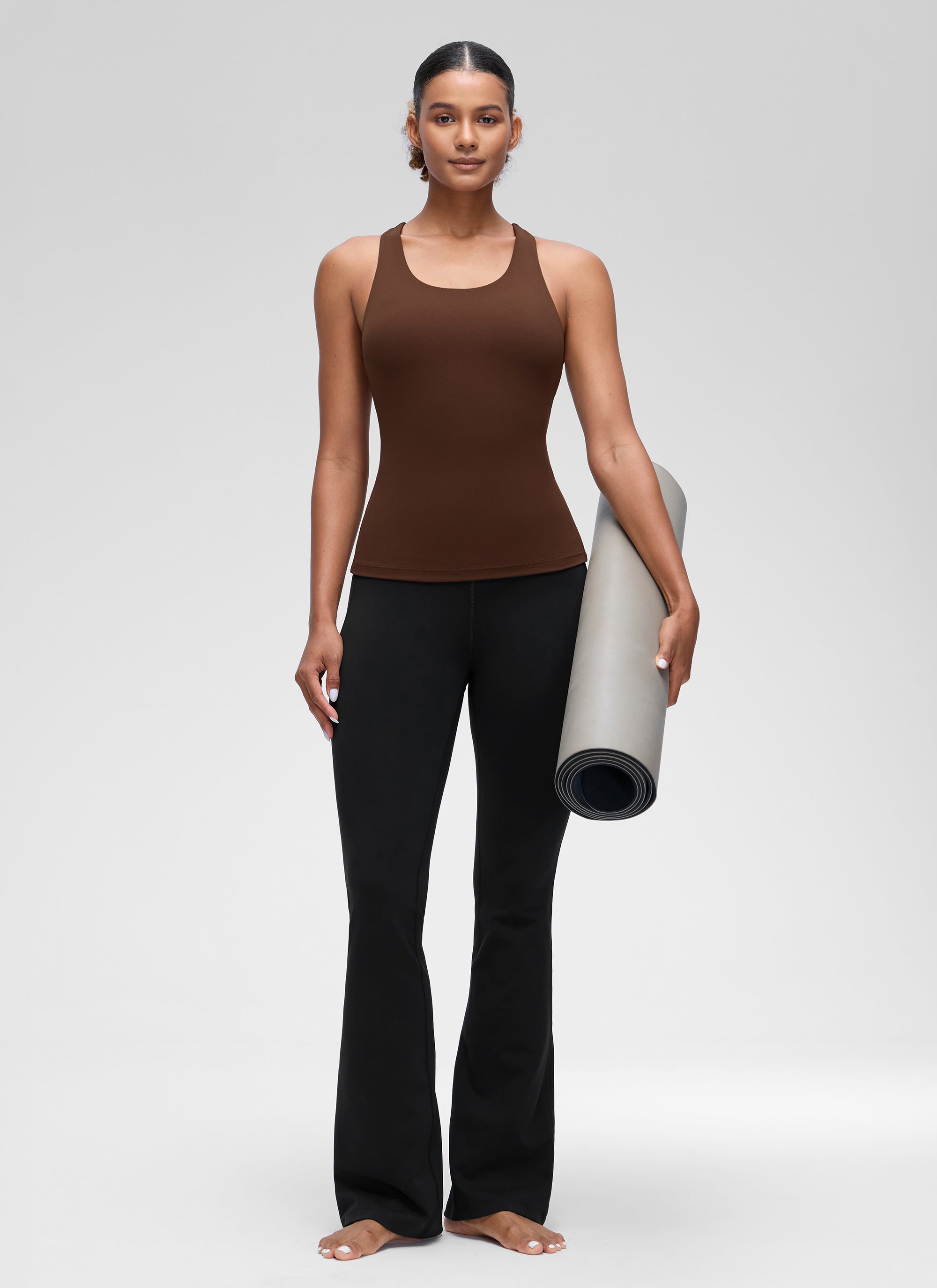 CRZ YOGA Butterluxe Camiseta de Tirantes de Yoga para Mujer Marrón Lava