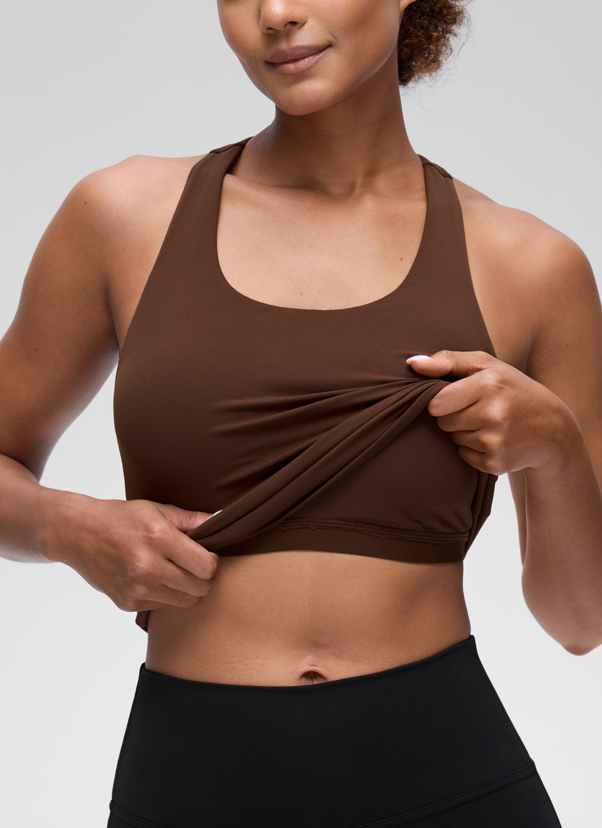 CRZ YOGA Butterluxe Camiseta de Tirantes de Yoga para Mujer Marrón Lava