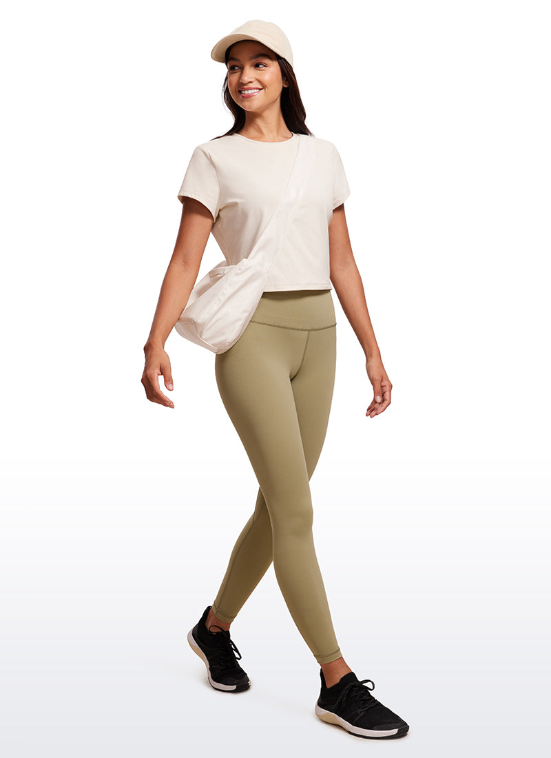 CRZ YOGA Top Clásico Mujer Butterluxe Manga Corta Corte Crop Albaricoque blanco