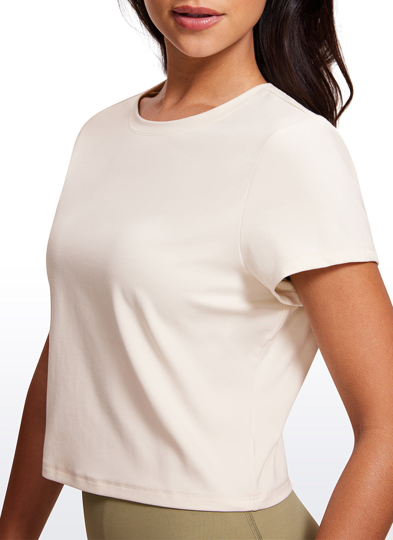 CRZ YOGA Top Clásico Mujer Butterluxe Manga Corta Corte Crop Albaricoque blanco