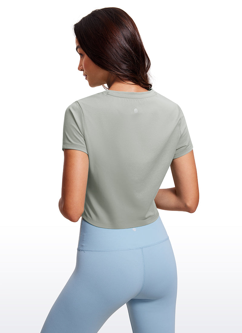 CRZ YOGA Top Clásico Mujer Butterluxe Manga Corta Corte Crop Sterling