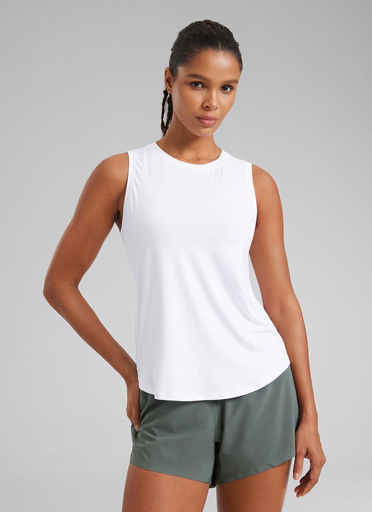 CRZ YOGA Tank Ultraligero Corte relajado Racerback Lino azul