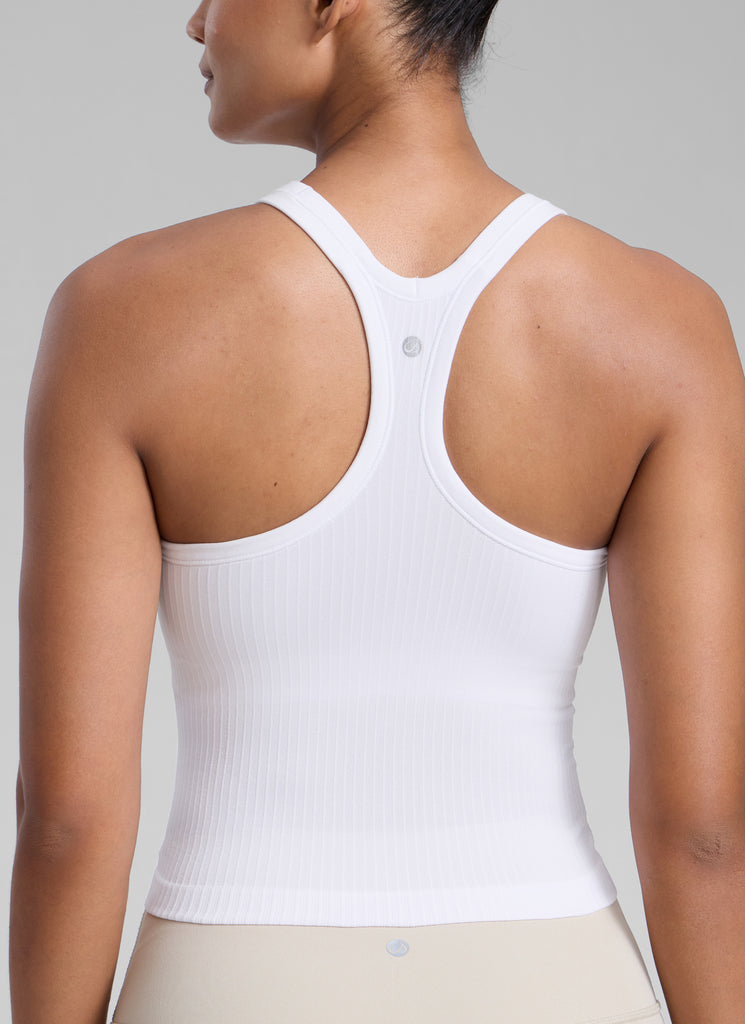 CRZ YOGA Tank con Cuello Redondo y sin Costuras para Mujer blanco