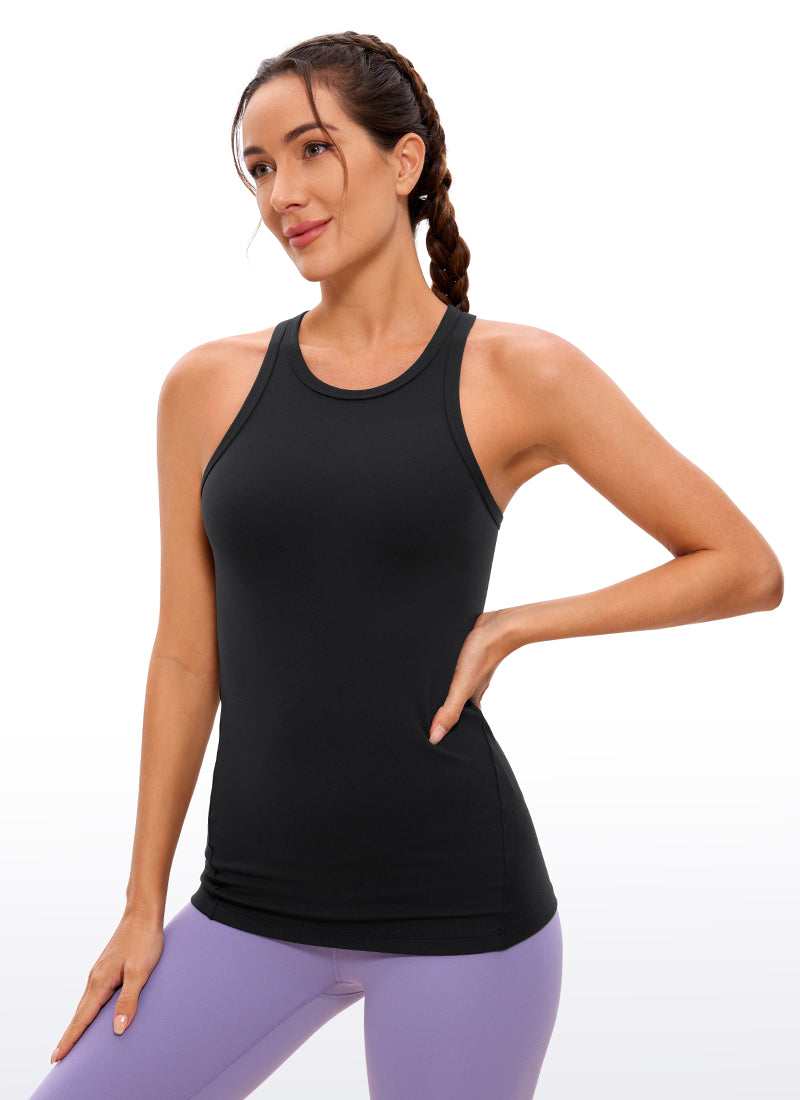 CRZ YOGA Butterluxe Camiseta de Racerback y Cuello Alto para Mujer Negro