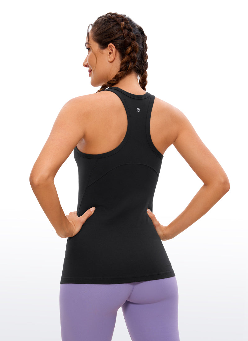 CRZ YOGA Butterluxe Camiseta de Racerback y Cuello Alto para Mujer Negro