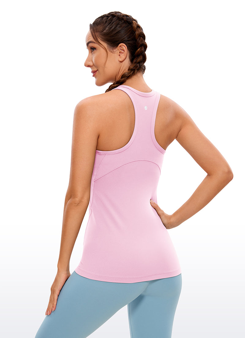 CRZ YOGA Butterluxe Camiseta de Racerback y Cuello Alto para Mujer Peonía Rosa