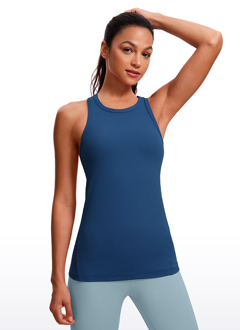 CRZ YOGA Butterluxe Camiseta de Racerback y Cuello Alto para Mujer MARFIL FRANCÉS