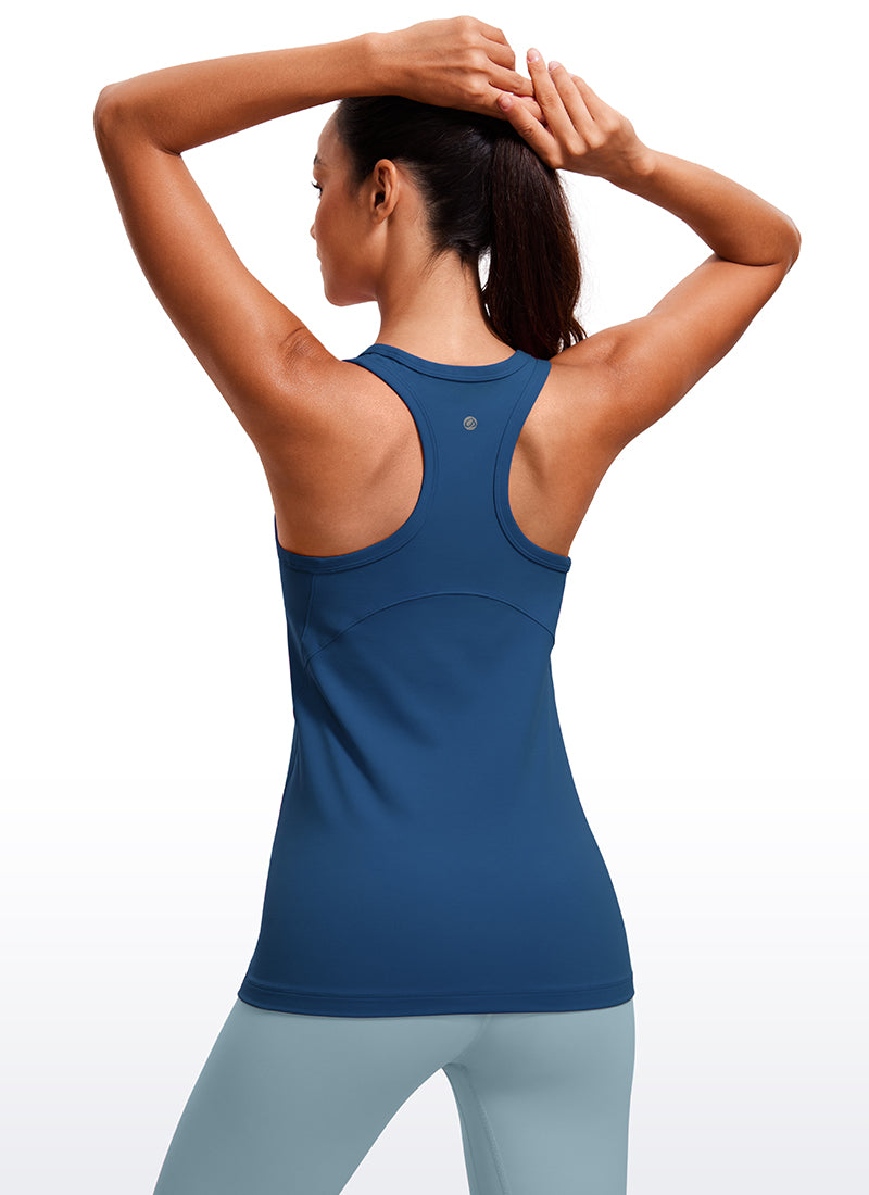 CRZ YOGA Butterluxe Camiseta de Racerback y Cuello Alto para Mujer MARFIL FRANCÉS