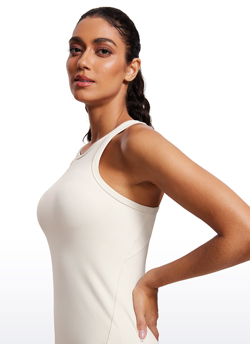 CRZ YOGA Butterluxe Camiseta de Racerback y Cuello Alto para Mujer Blanca Lechosa