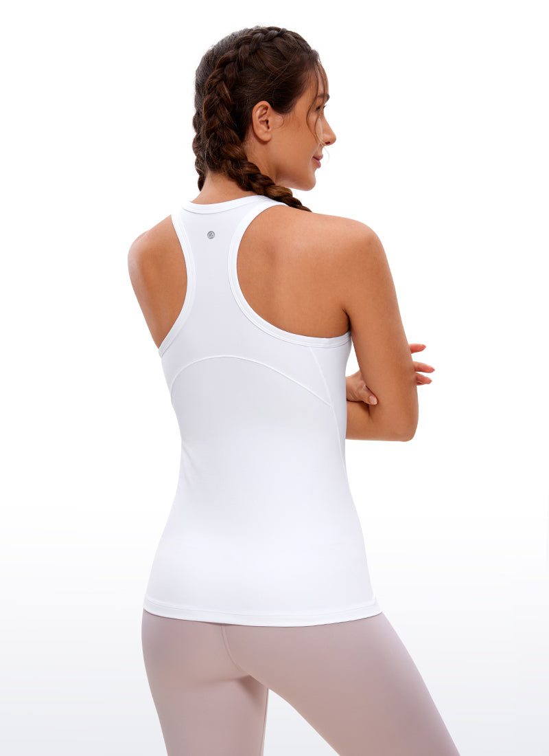 CRZ YOGA Butterluxe Camiseta de Racerback y Cuello Alto para Mujer blanco