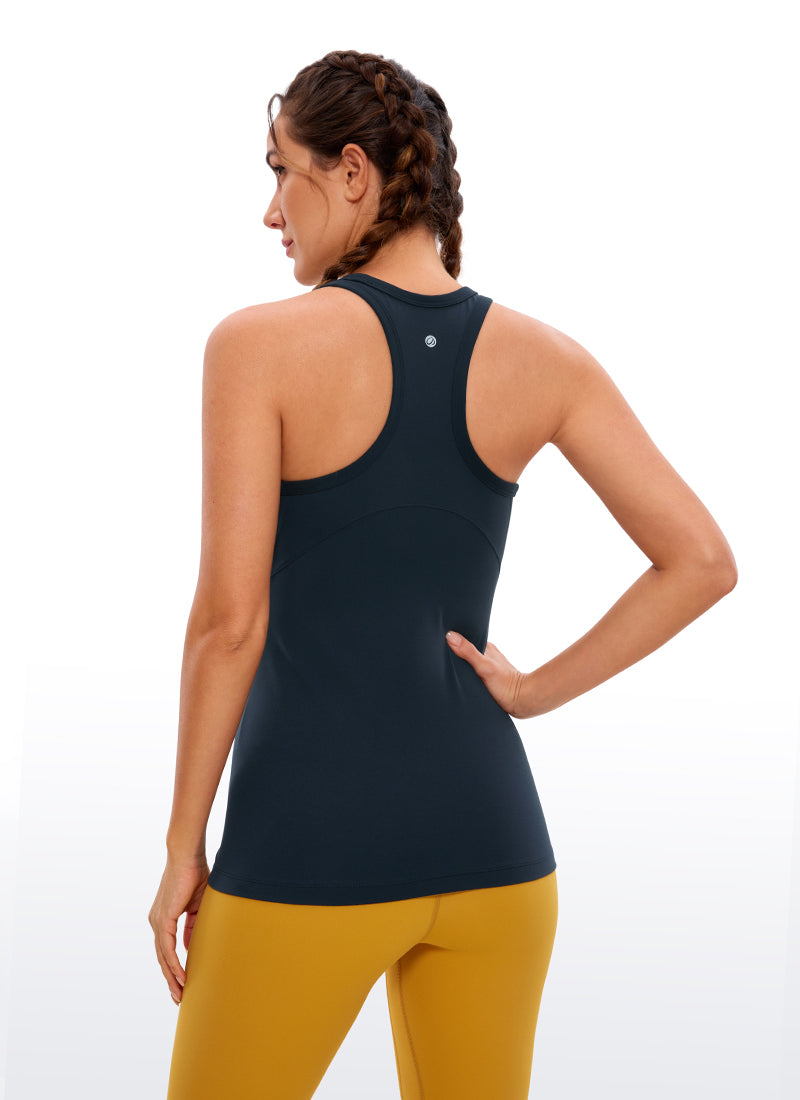 CRZ YOGA Butterluxe Camiseta de Racerback y Cuello Alto para Mujer True Navy