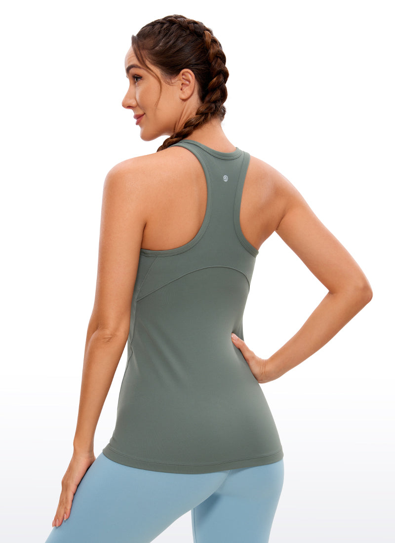 CRZ YOGA Butterluxe Camiseta de Racerback y Cuello Alto para Mujer Salvia gris