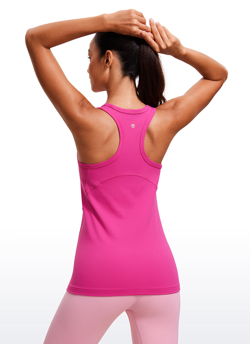 CRZ YOGA Butterluxe Camiseta de Racerback y Cuello Alto para Mujer Púrpura Hibisco