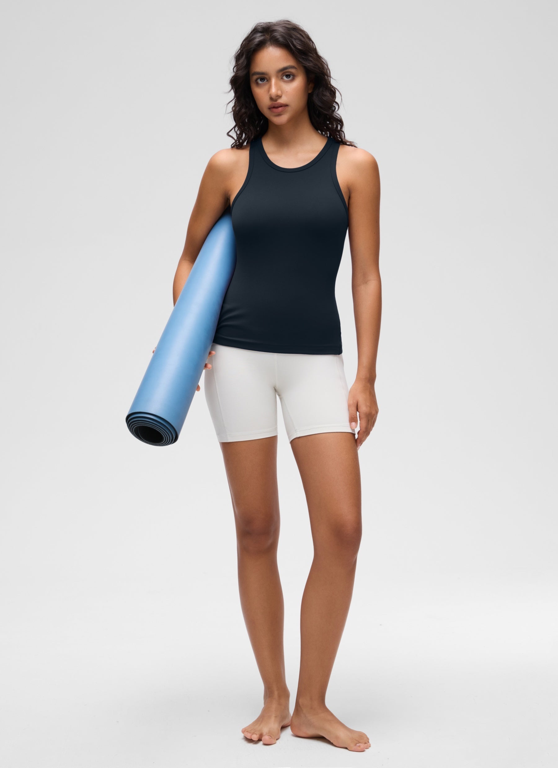 CRZ YOGA Blusas de yoga Corte ajustado Butterluxe Tank Cuello alto True Navy